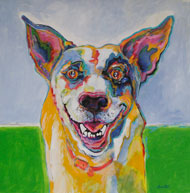 Happy - painting of a dog